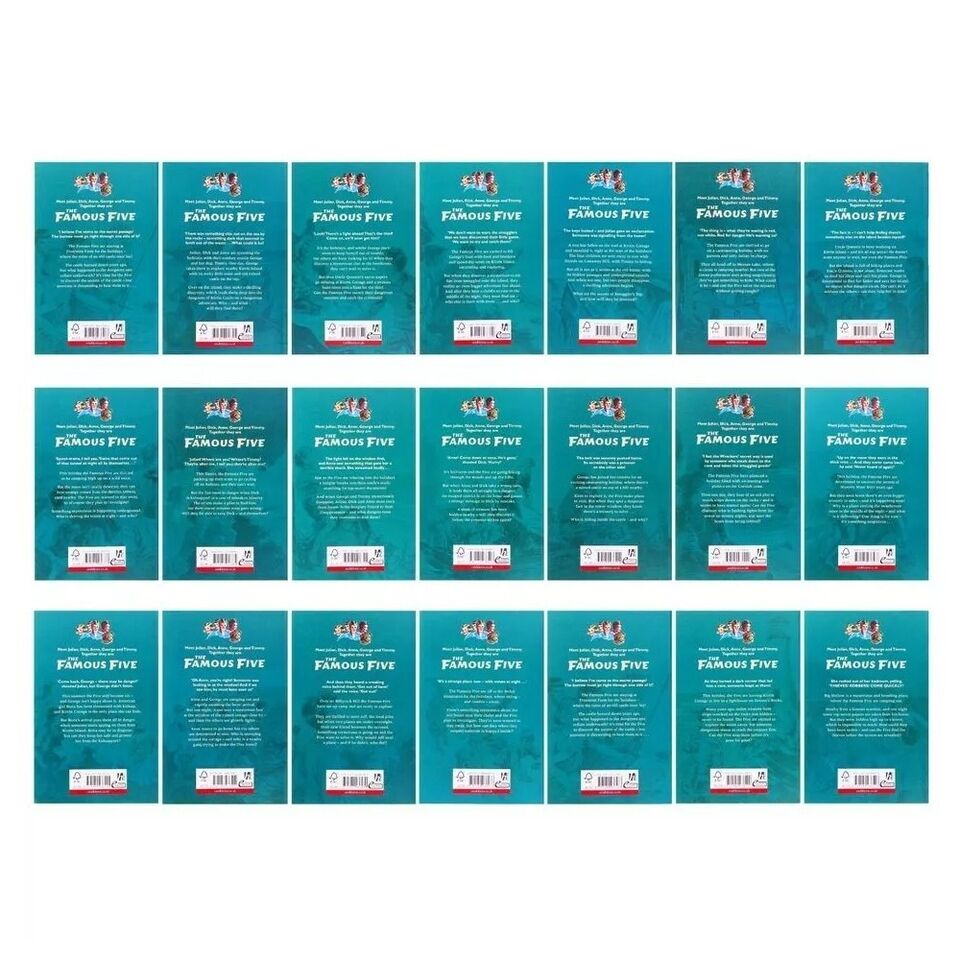 The Famous Five series 21 Books Collection Set by Enid Blyton (Age 7-9) Treasure Island, Kirrin Island Again
