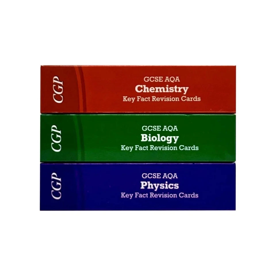 GCSE Biology AQA Key Fact Revision Cards Set of 3 (Biology, Chemistry, Physics)