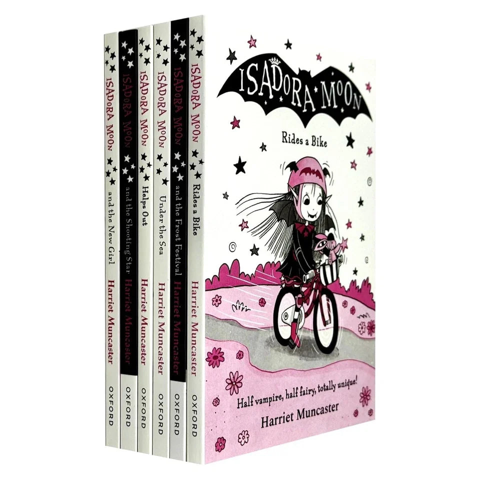 Isadora Moon Series By Harriet Muncaster illustrated 6 Books Collection Set (Isadora Moon Rides a Bike, Helps Out, The New Girl)