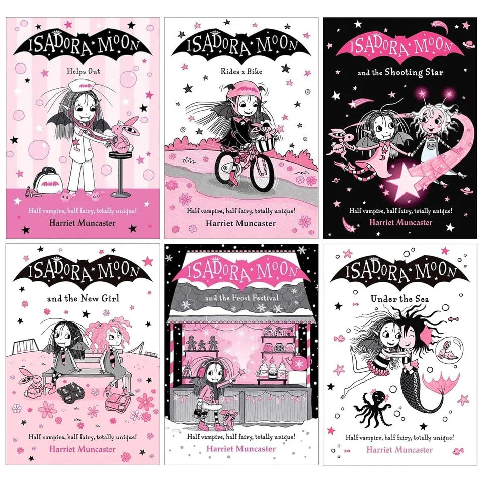 Isadora Moon Series By Harriet Muncaster illustrated 6 Books Collection Set (Isadora Moon Rides a Bike, Helps Out, The New Girl)